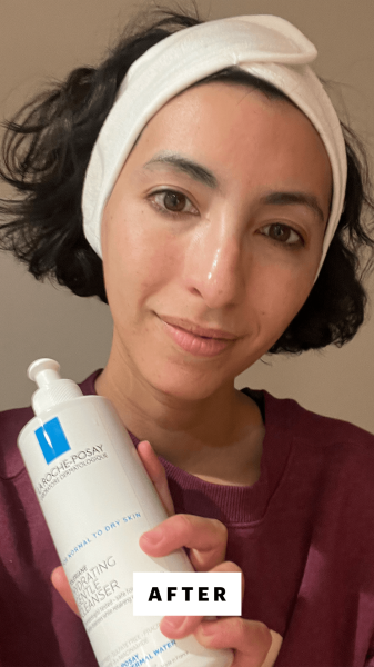 Pai after applying the La RochePosay Toleriane Hydrating Gentle Cleanser